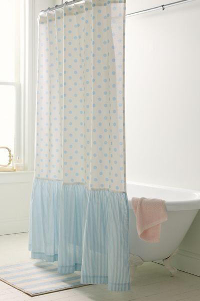 Maise Patterned Ruffled Shower Curtain