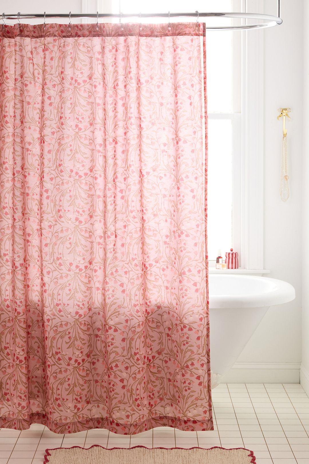 Lily Of The Valley Floral Patterned Shower Curtain - Pink, 72X72
