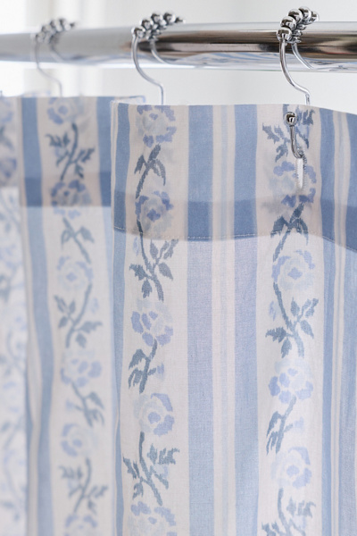 Francis Floral Striped Patterned Shower Curtain