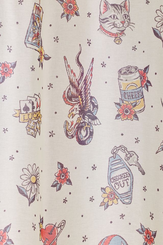 Rideau de douche à motif de tatouage traditionnel #1