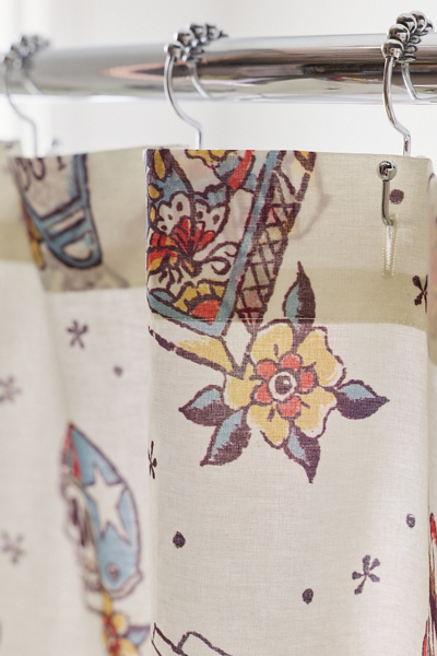 Traditional Tattoo Patterned Shower Curtain