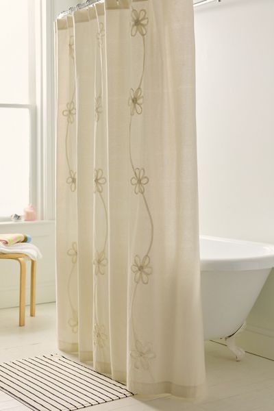 Misty Embroidered Floral Shower Curtain