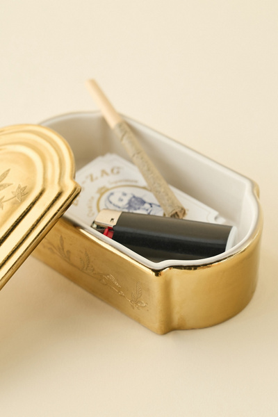 Desert Rose Etched Ceramic Stash Box