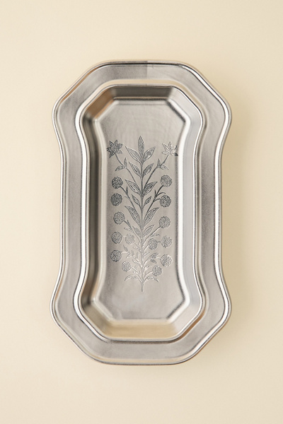 Desert Rose Etched Ceramic Trinket Tray