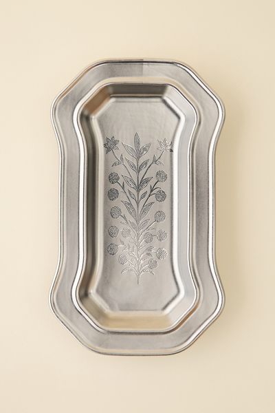 Desert Rose Etched Ceramic Trinket Tray