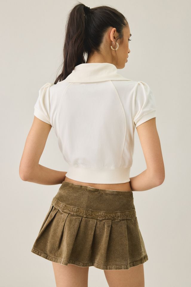 BDG Library Flirt Knit Short Sleeve Button-Down Top #2