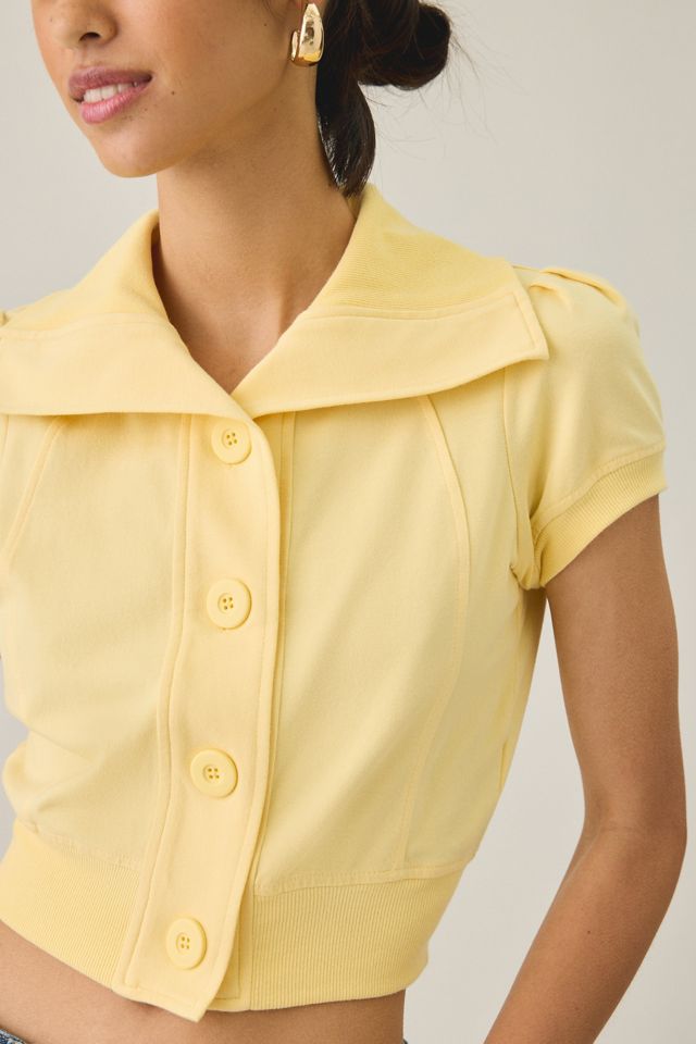 BDG Library Flirt Knit Short Sleeve Button-Down Top #2
