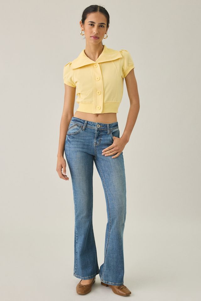 BDG Library Flirt Knit Short Sleeve Button-Down Top #3