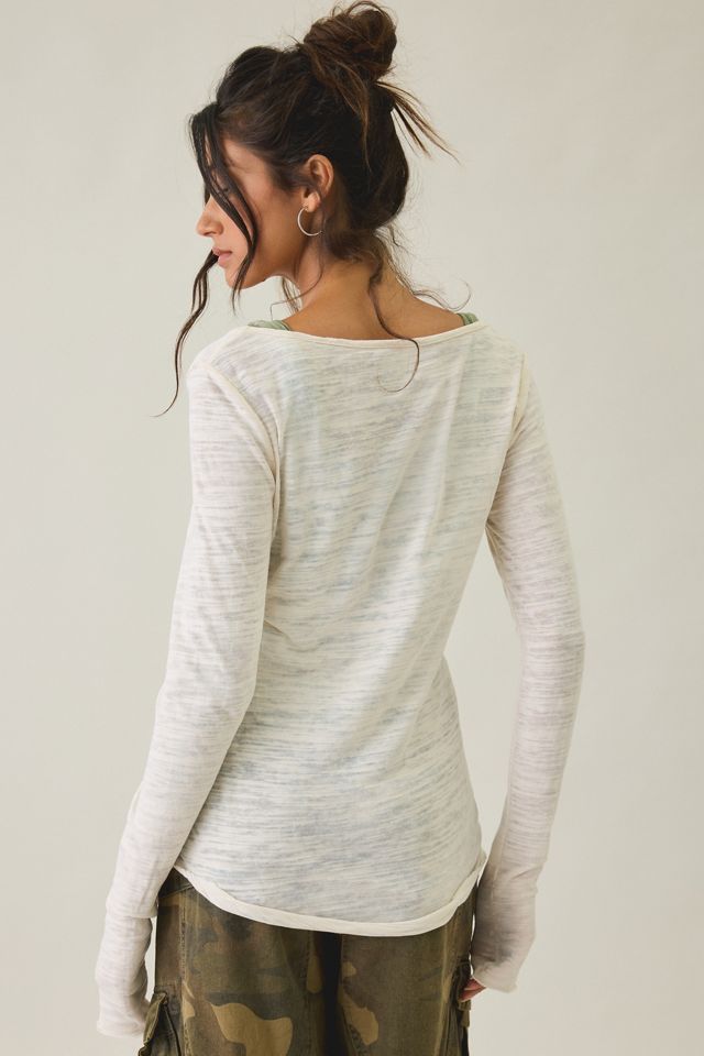 BDG Vivi Plunging Scoop Neck Long Sleeve Tee #1