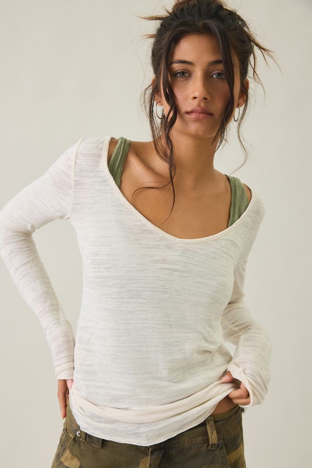 BDG Vivi Plunging Scoop Neck Long Sleeve Tee #2