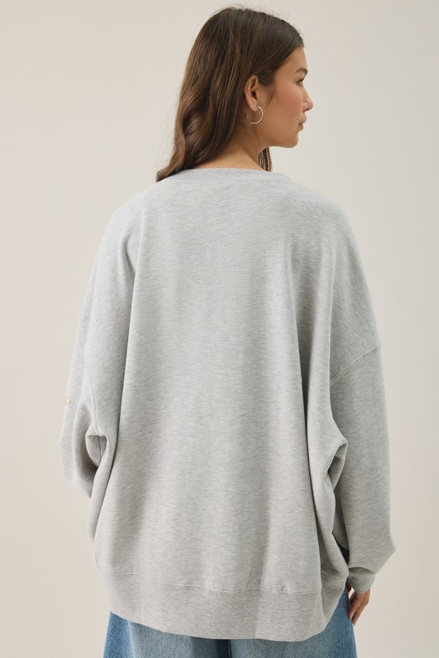 Peanuts University Graphic Oversized Crew Neck Pullover #1