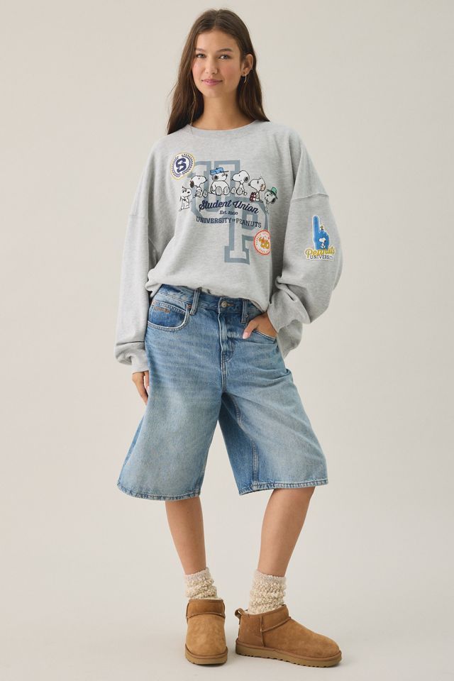 Peanuts University Graphic Oversized Crew Neck Pullover #2