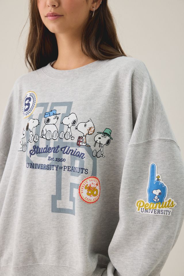 Peanuts University Graphic Oversized Crew Neck Pullover #3