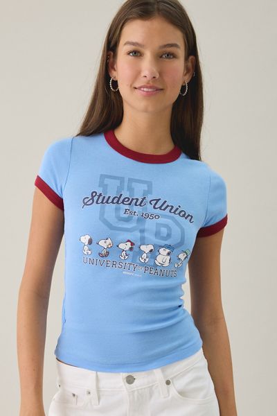 Peanuts University Graphic Ringer Baby Tee