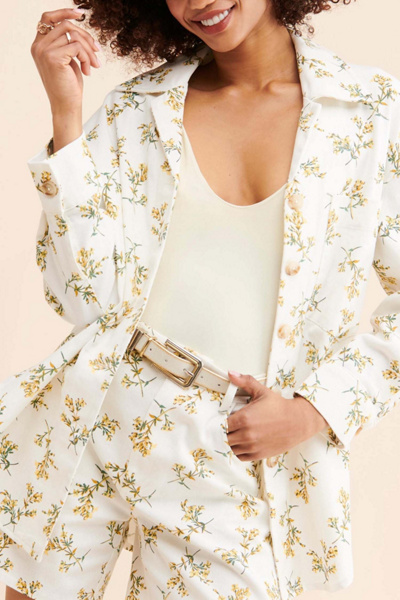 English Factory Floral Printed Shirt Jacket