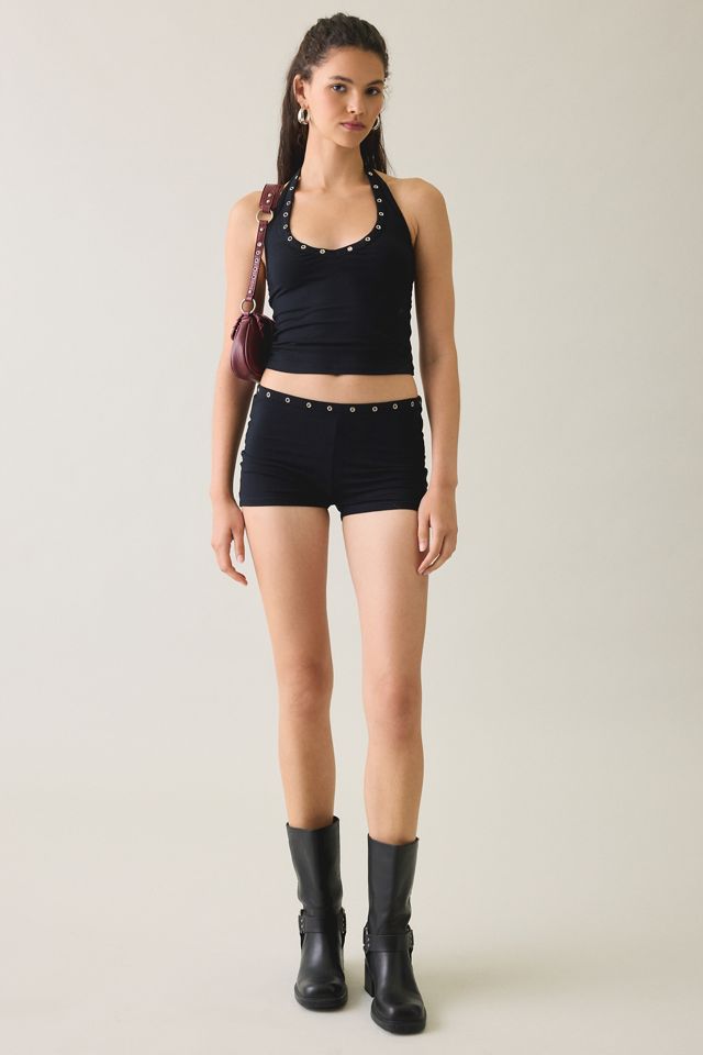 Motel Jungo Silver Eyelet Trim Halter Top #1