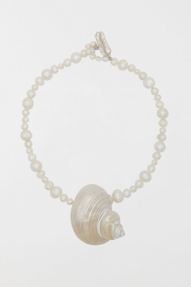 Velvet Luna Natural Pearl Statement Necklace With Seashell Pendant #2