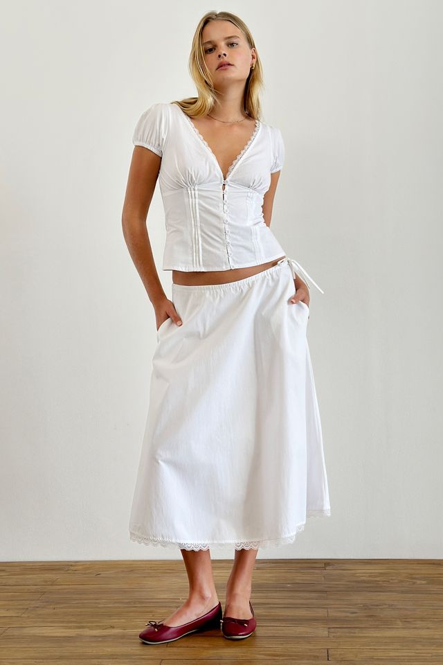 Motel Ilias Lace Trim Puff Sleeve Corset Top #2