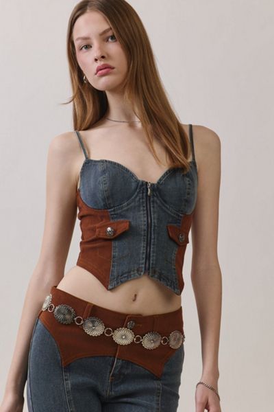 Personal Code Rodeo Denim Zip-Up Top