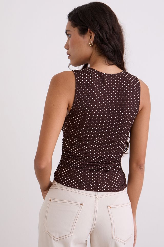 Motel Lycia Polka Dot Plunge V-Neck Sleeveless Top #1