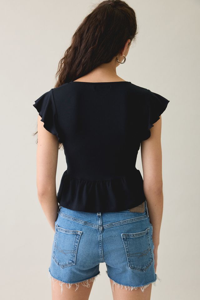 Motel Leisma Plunging Studded Frill Peplum Top #3