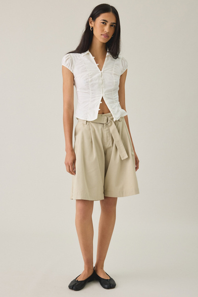 Motel Niso Pleated Wide Leg Longline Shorts | Urban Outfitters