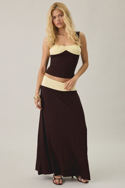 Motel Olie Colorblock Jersey Knit Maxi Skirt