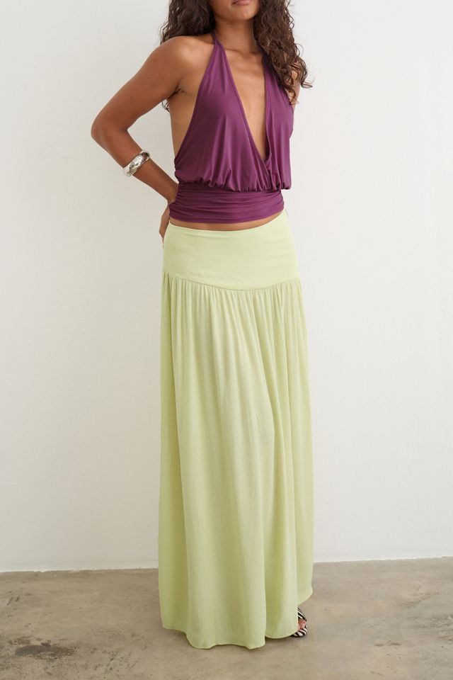 Motel Fang Semi-Sheer Asymmetric Drop Waist Maxi Skirt #2