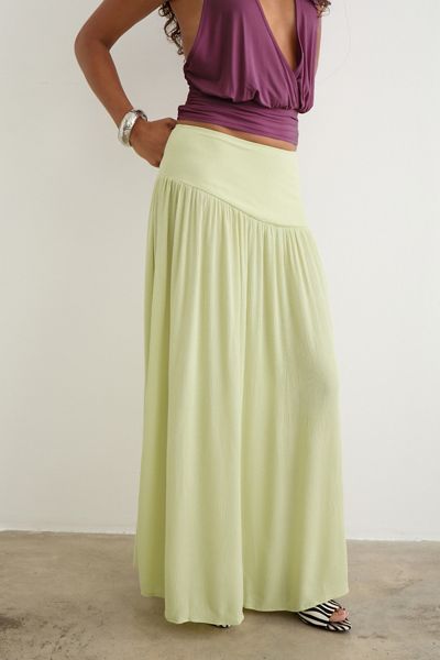 Motel Fang Semi-Sheer Asymmetric Drop Waist Maxi Skirt