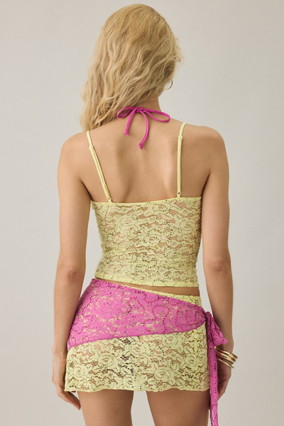 Motel Calya Sheer Sequin Lace Layered Tank Top