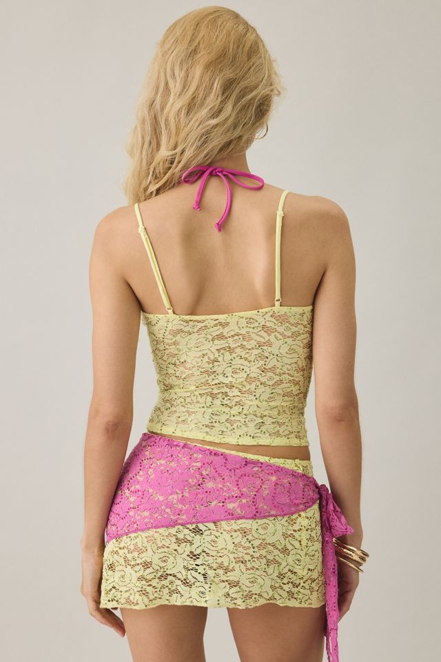 Motel Calya Sheer Sequin Lace Layered Tank Top #3
