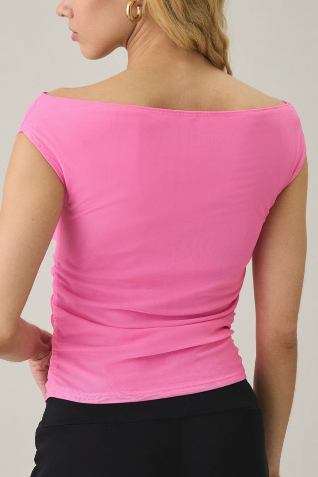 Motel Bisik Petal Mesh Off-The-Shoulder Top #3