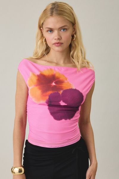 Motel Bisik Petal Mesh Off-The-Shoulder Top