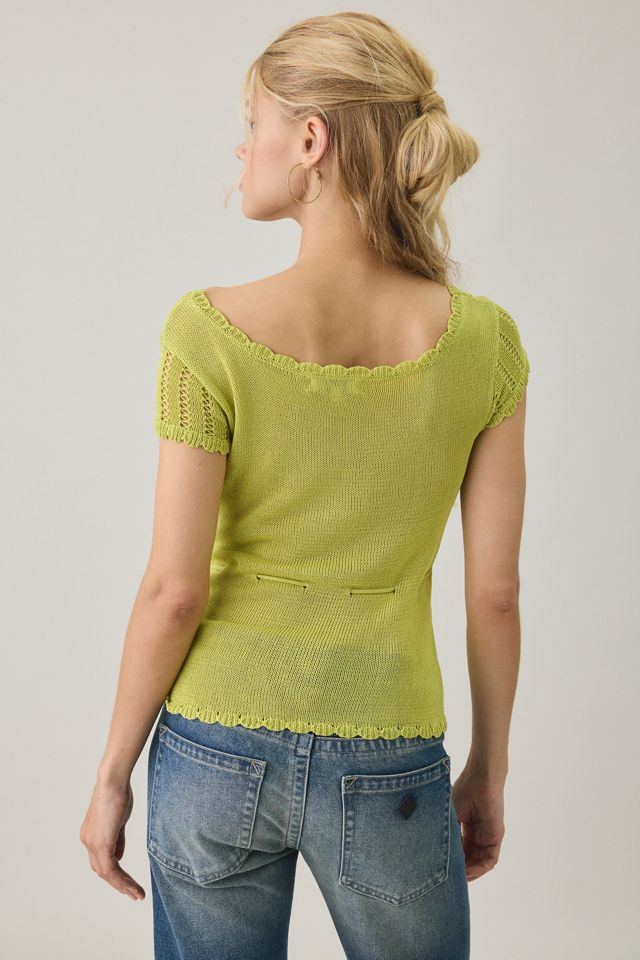 Motel Doma Pointelle Knit Tie-Front Top #4