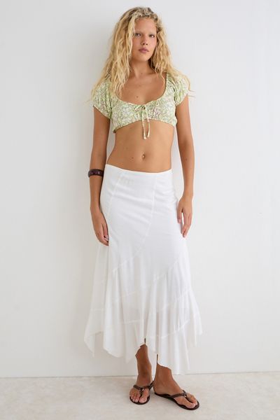 Motel Jiha Ruched Puff Sleeve Crop Top