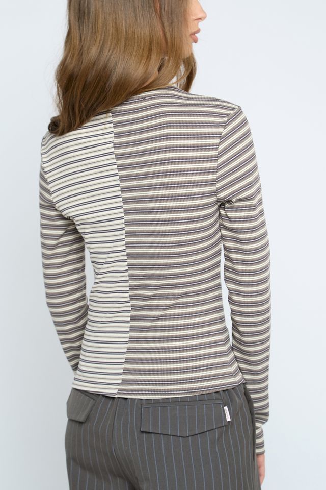 Daisy Street Pecan Contrast Stripe Cardigan #2