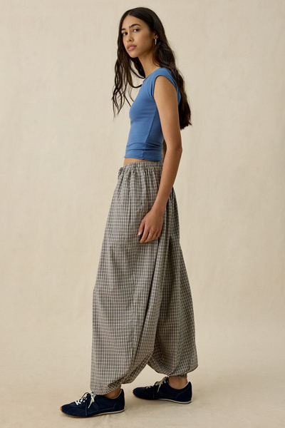 Daisy Street Sesame Check Low-Rise Balloon Pants