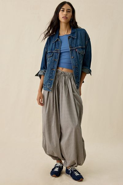 Daisy Street Sesame Check Low-Rise Balloon Pants