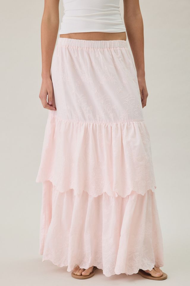 Daisy Street Zefir Embroidered Tiered Maxi Skirt #1
