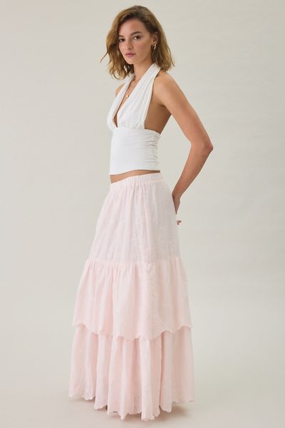 Daisy Street Zefir Embroidered Tiered Maxi Skirt