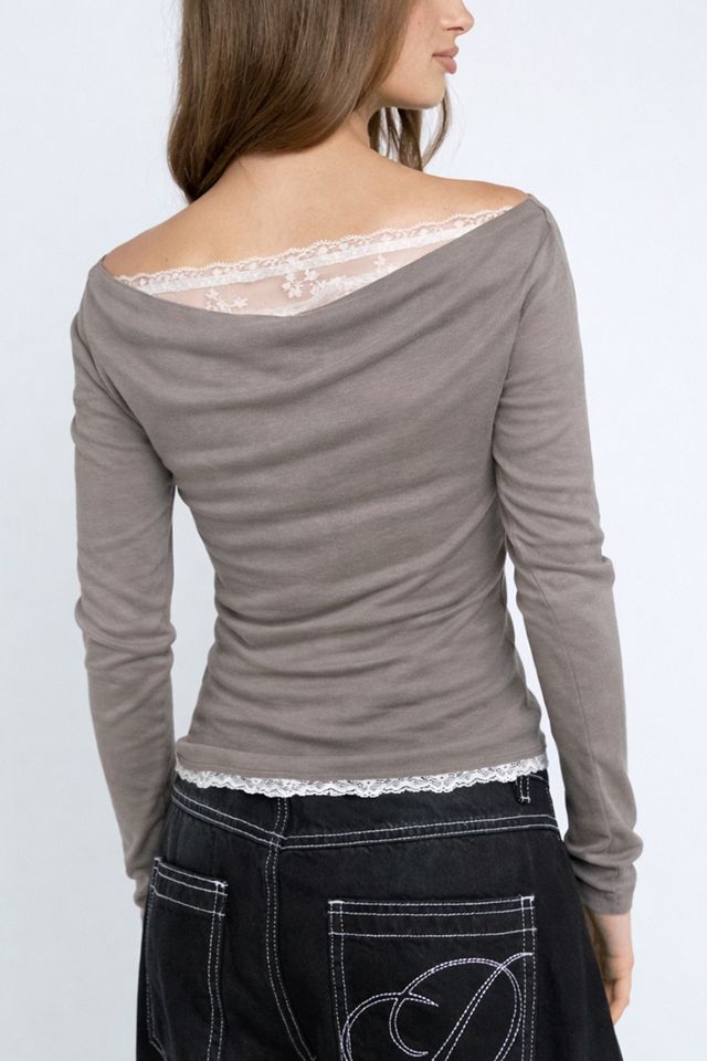 Daisy Street Lace Layered Long Sleeve Top #1