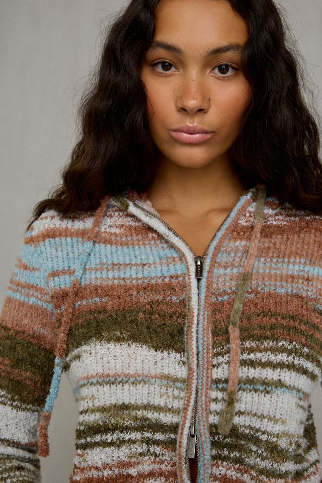 Daisy Street Cinnamon Striped Zip-Up Hoodie Sweater #2