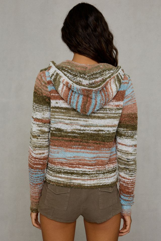 Daisy Street Cinnamon Striped Zip-Up Hoodie Sweater #4