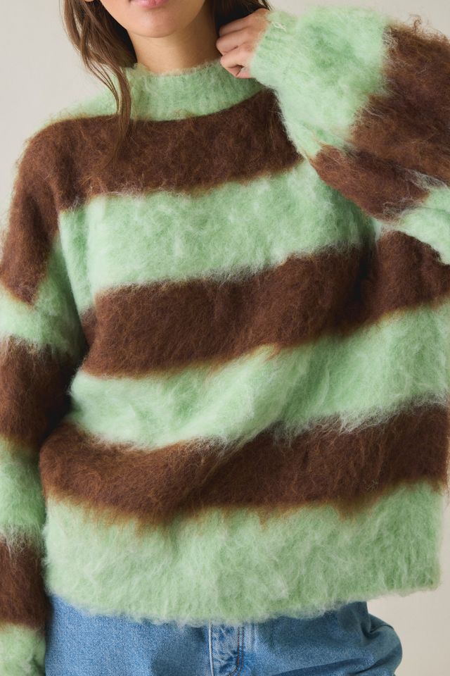 Daisy Street Fudge Stripe Fuzzy Oversized Sweater #1