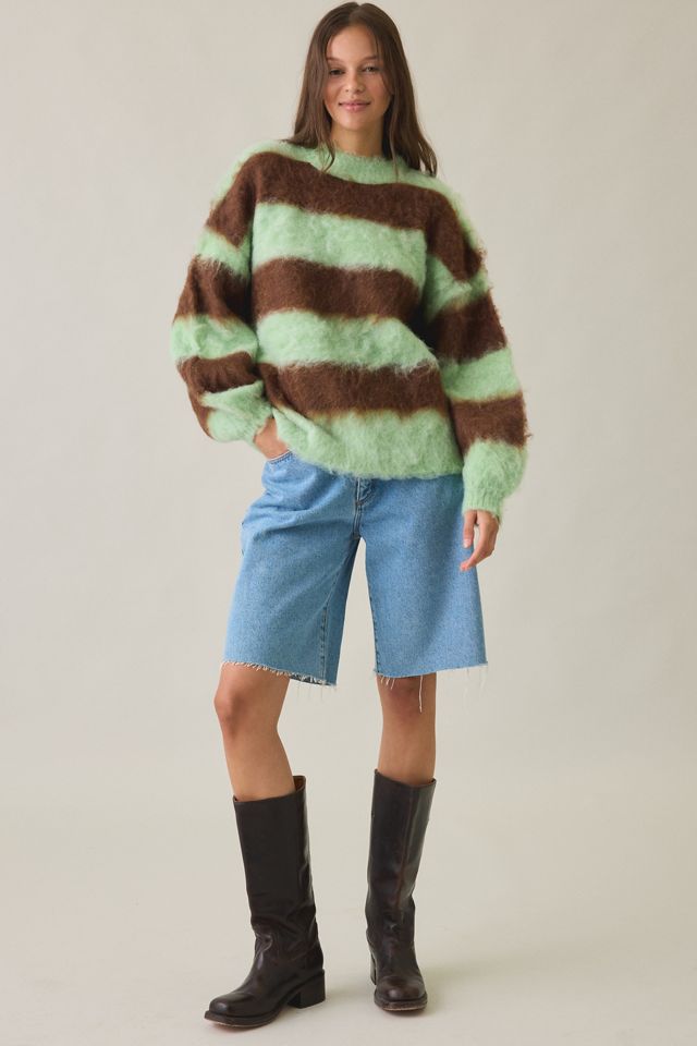 Daisy Street Fudge Stripe Fuzzy Oversized Sweater #3