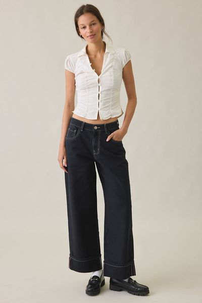 Daisy Street Robbie Roll-Up Wide Leg Jeans