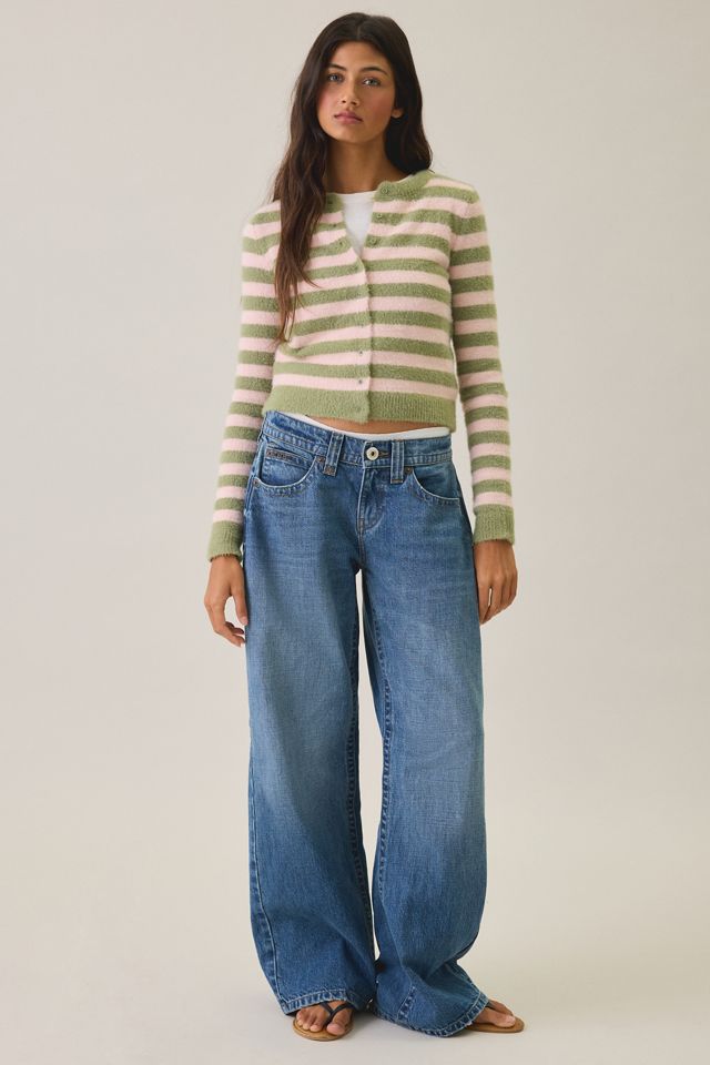 Daisy Street Fuzzy Multi-Stripe Cropped Cardigan #2