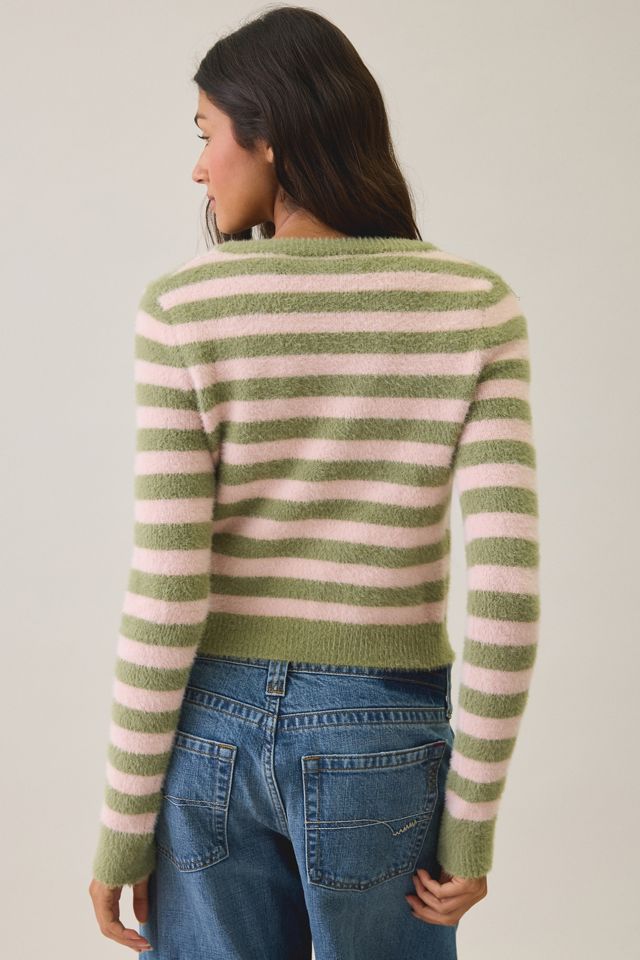 Daisy Street Fuzzy Multi-Stripe Cropped Cardigan #3