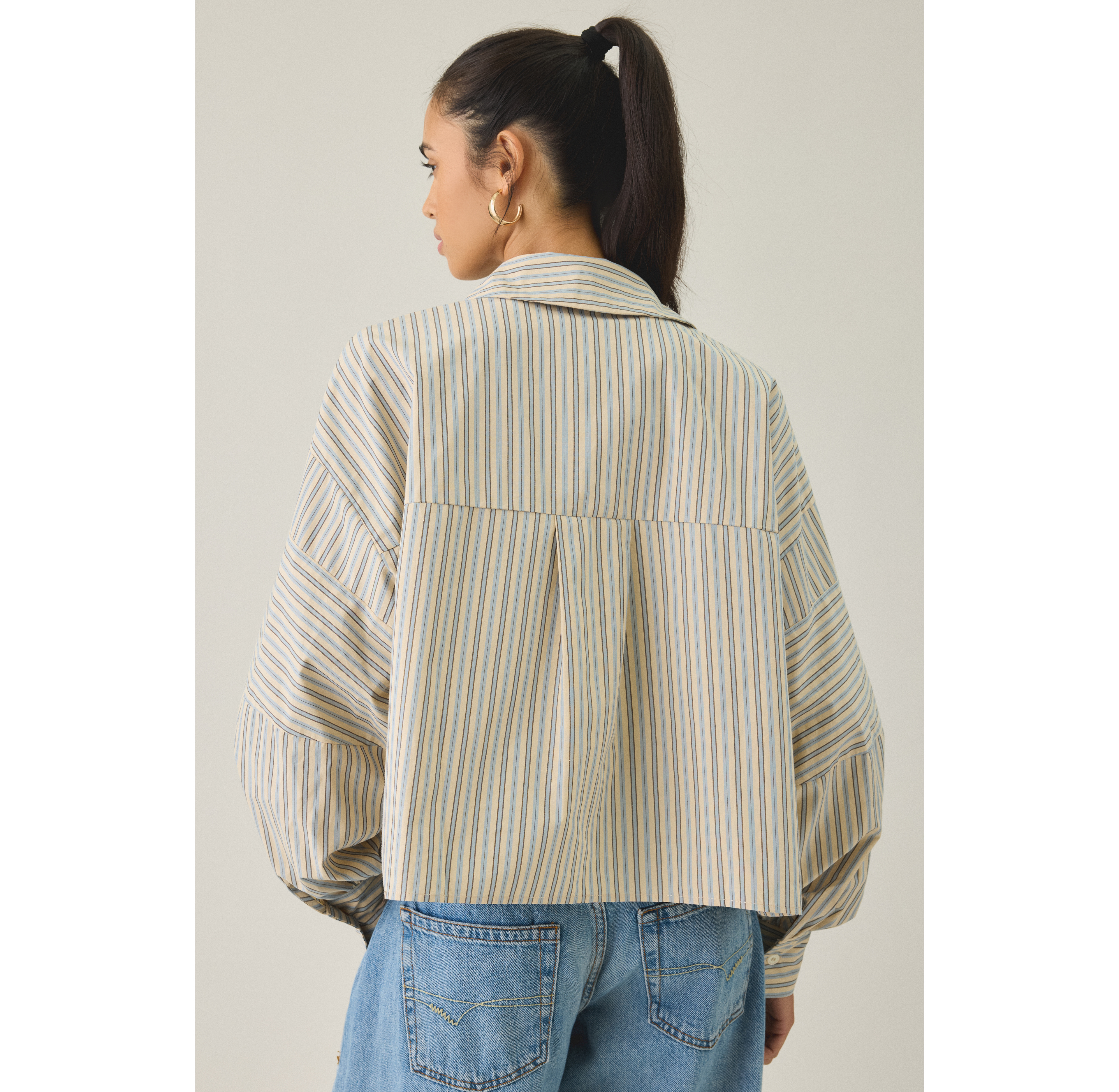 Daisy Street Frappe Boxy Striped Button-Down Shirt