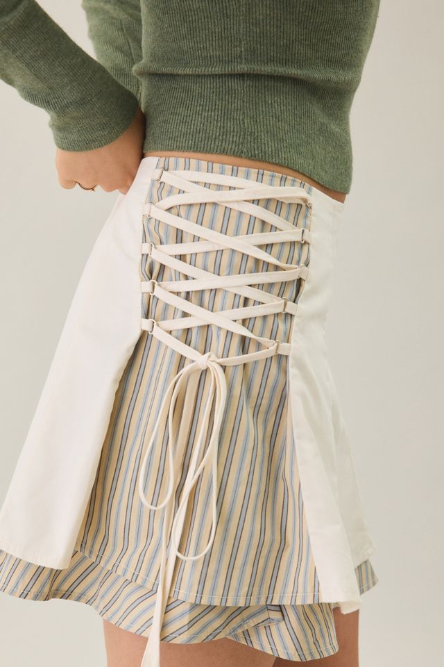 Daisy Street Mochi Layered Lace-Up Mini Skirt #2